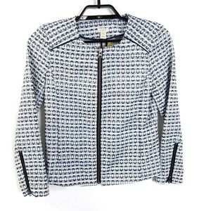 J.Crew Jacquard full-zip jacket Blazer SZ XXS Blue